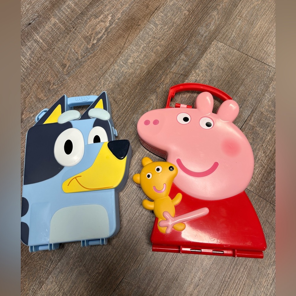 Bluey and Peppa Pig Figurines with cases bundle!